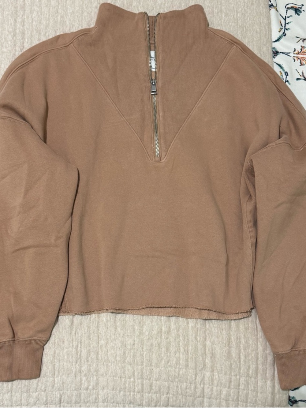 Abercrombie & Fitch Cropped Brown Half Zip Sweatshirt